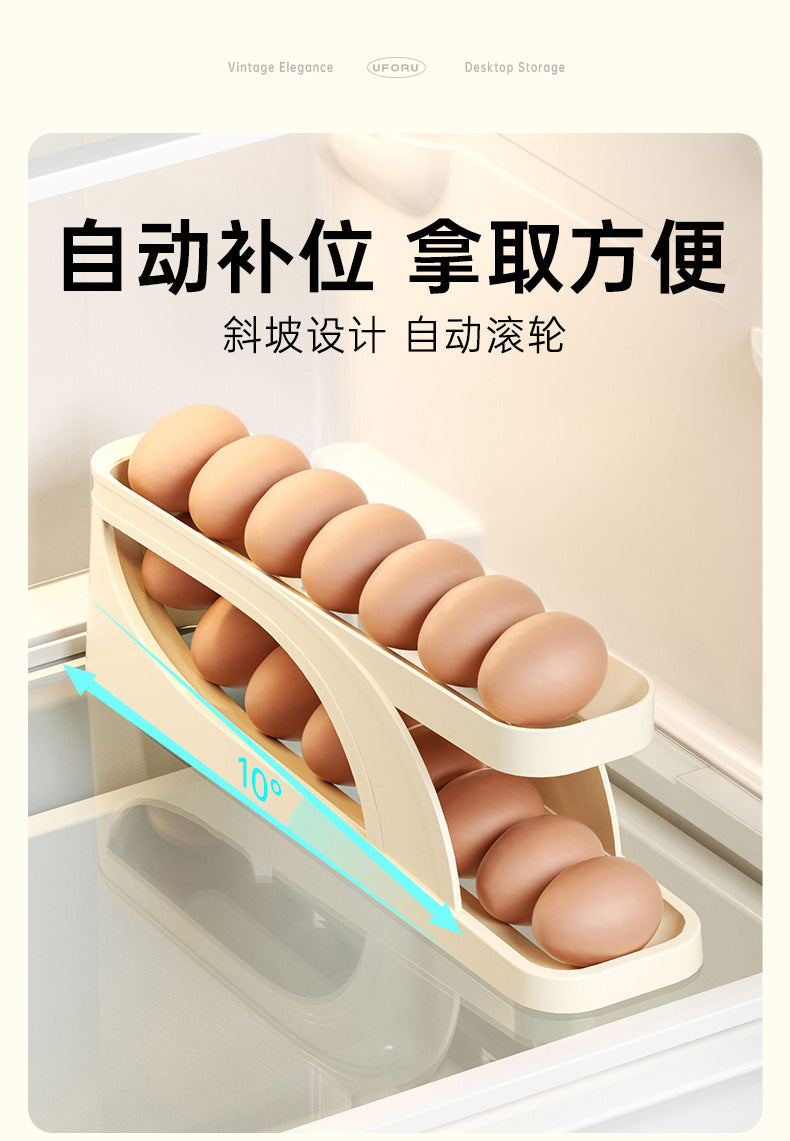 Large-capacity double-layer sliding egg tray designed for refrigerator side doors