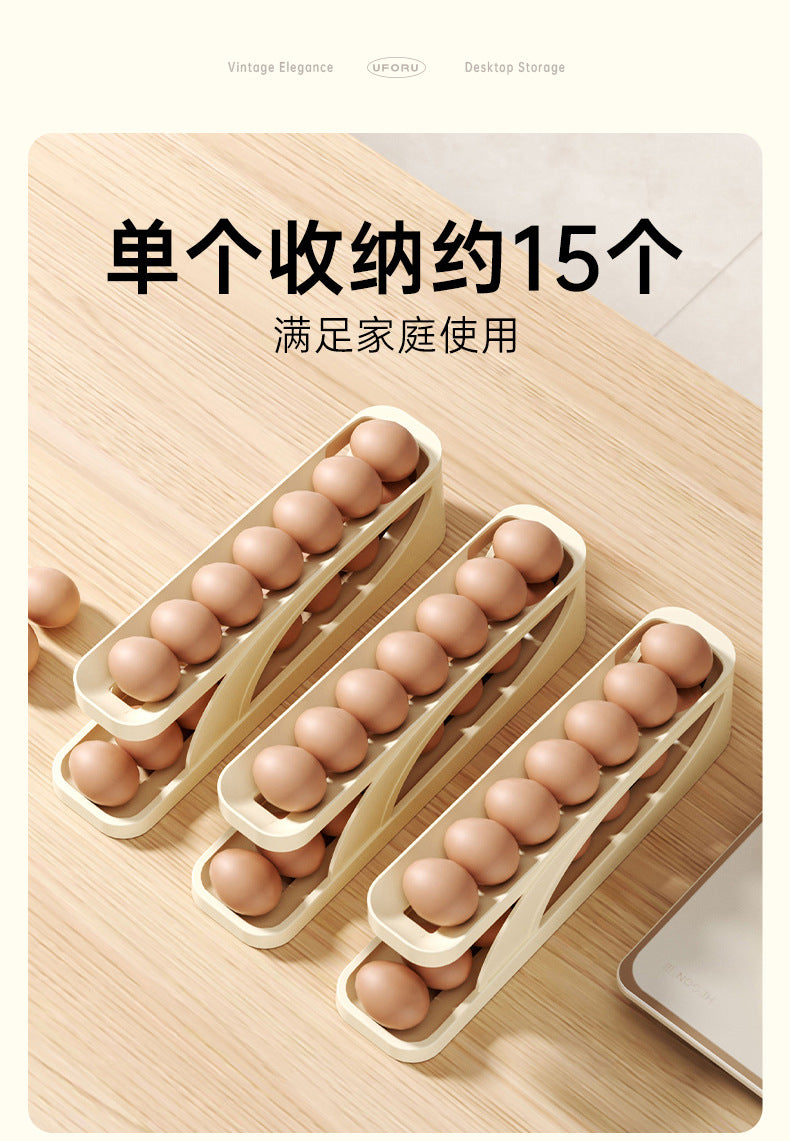Large-capacity double-layer sliding egg tray designed for refrigerator side doors