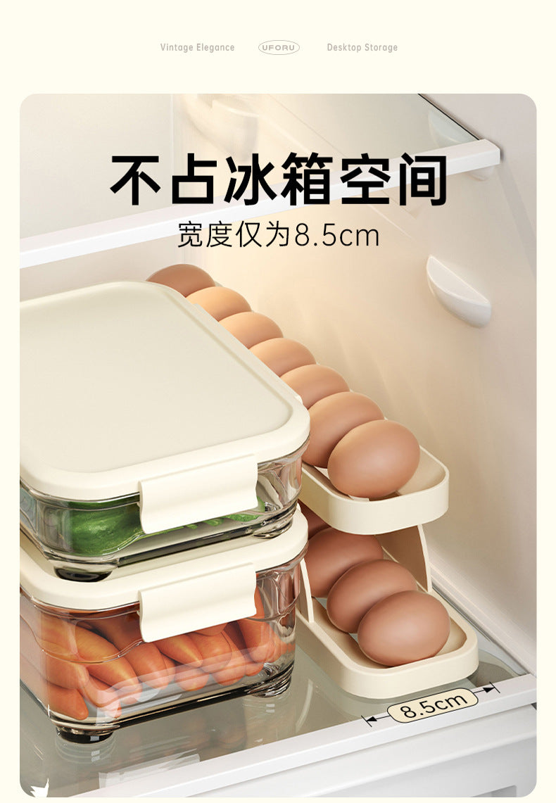Large-capacity double-layer sliding egg tray designed for refrigerator side doors