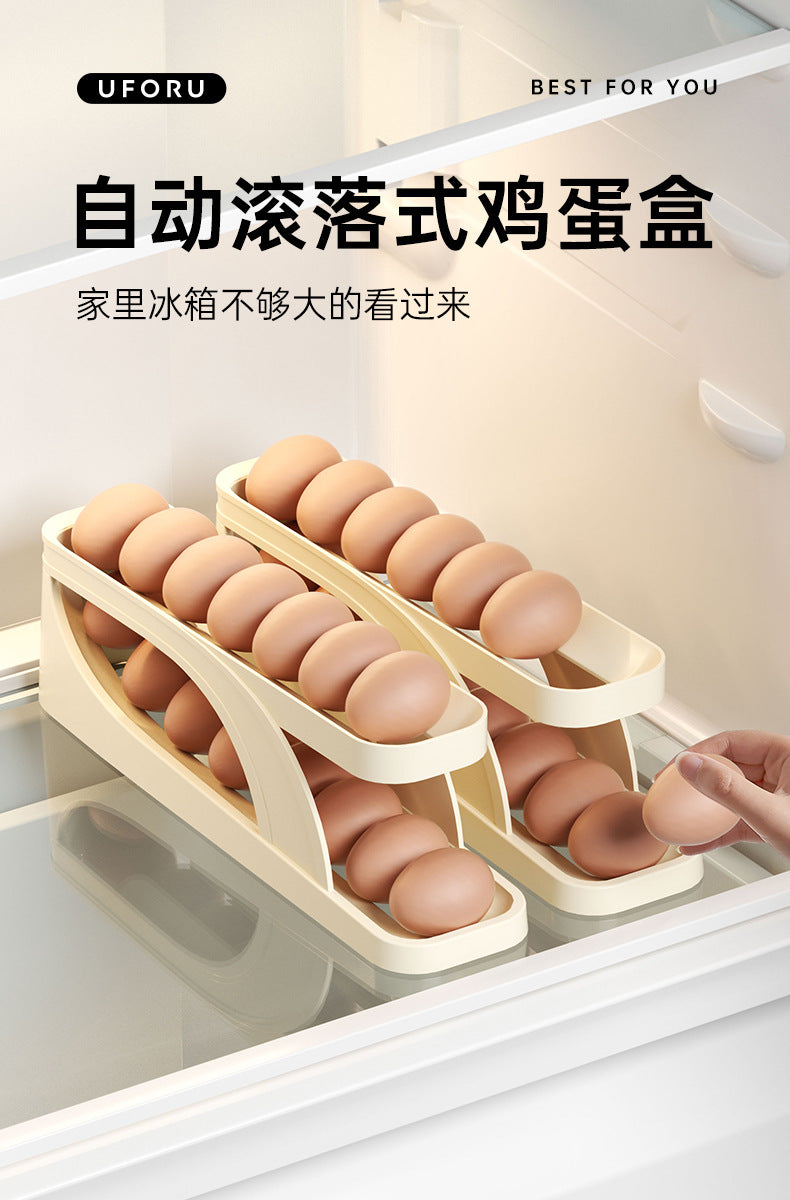Large-capacity double-layer sliding egg tray designed for refrigerator side doors