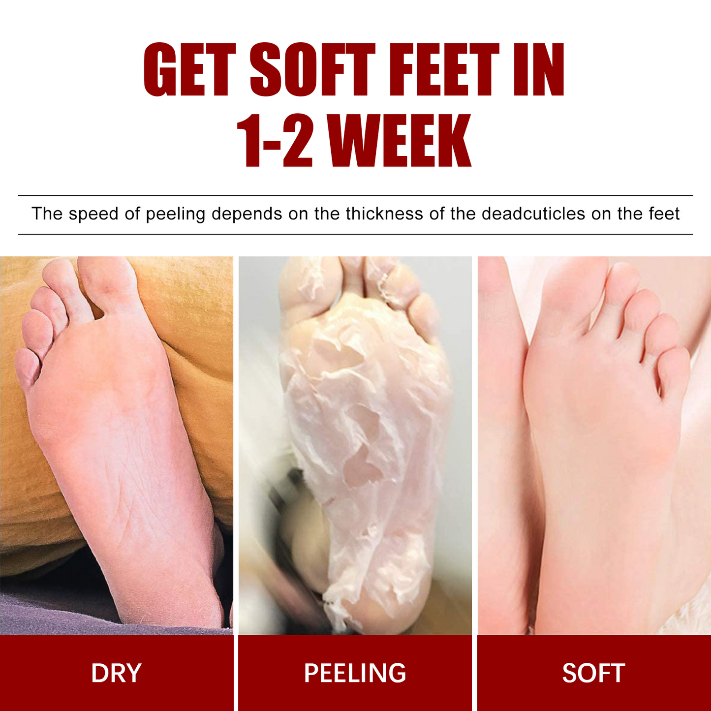Glycolic acid foot peel, moisturizing and rejuvenating, removes calluses and dead skin, hydrates and nourishes for beautiful feet