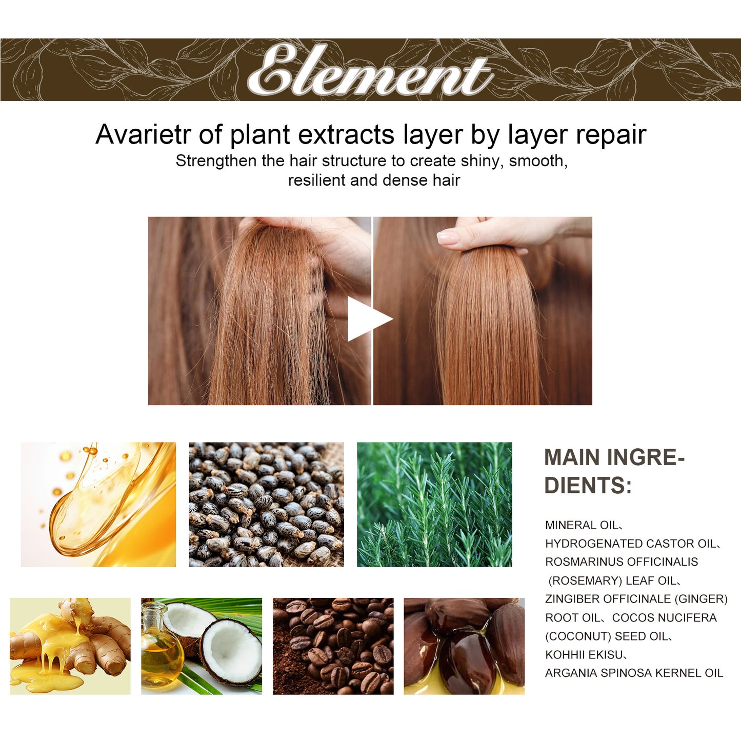 Rosemary hair oil for repairing and smoothing hair, gently nourishing and adding shine