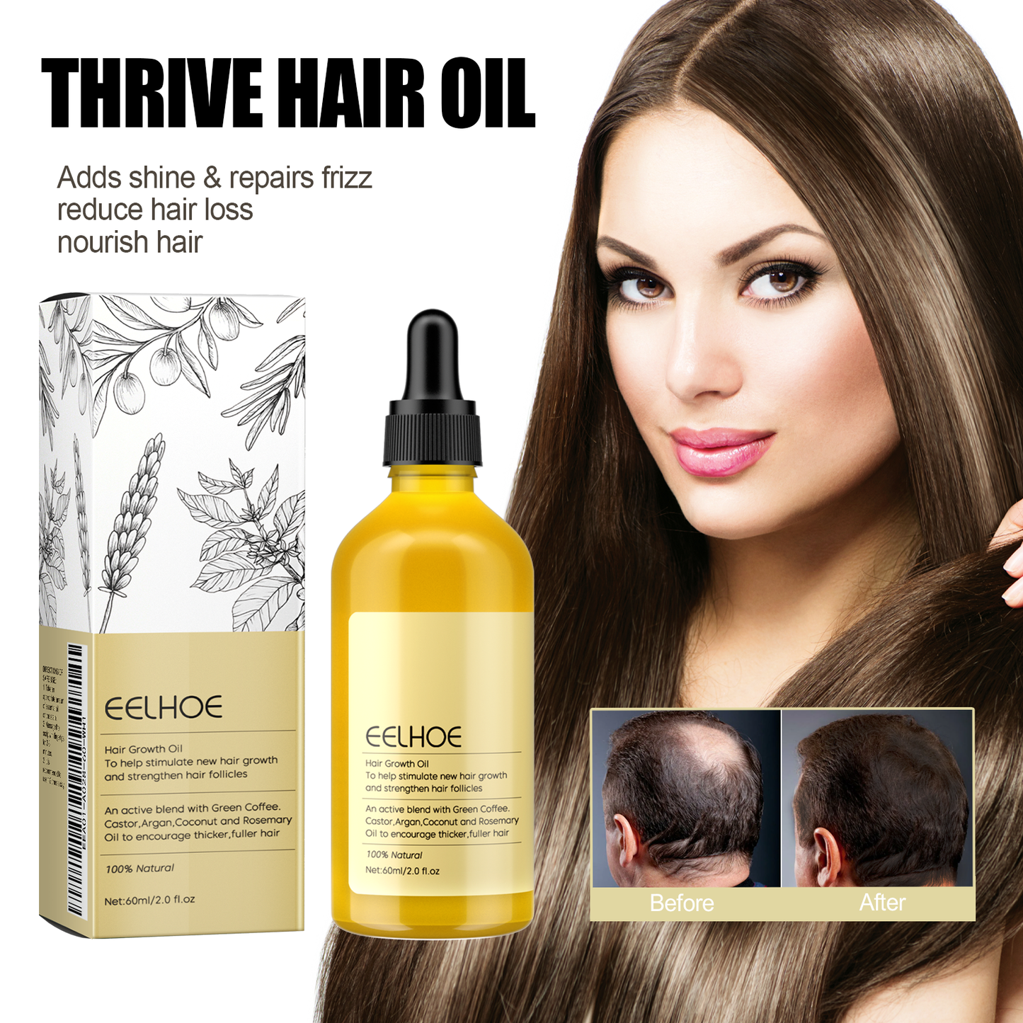 Rosemary hair oil for repairing and smoothing hair, gently nourishing and adding shine