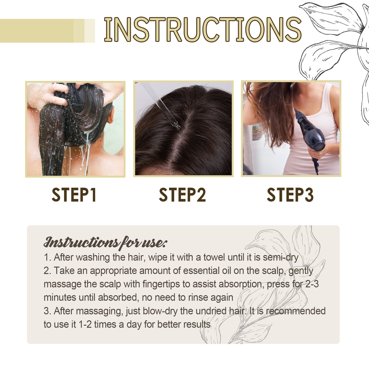 Rosemary hair oil for repairing and smoothing hair, gently nourishing and adding shine