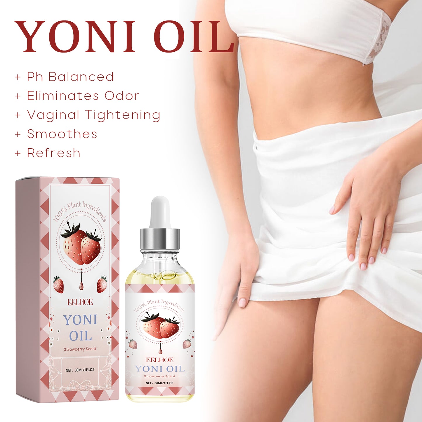 Women's intimate essential oil for odor and itching relief, body cleansing, skin tightening, and gentle care