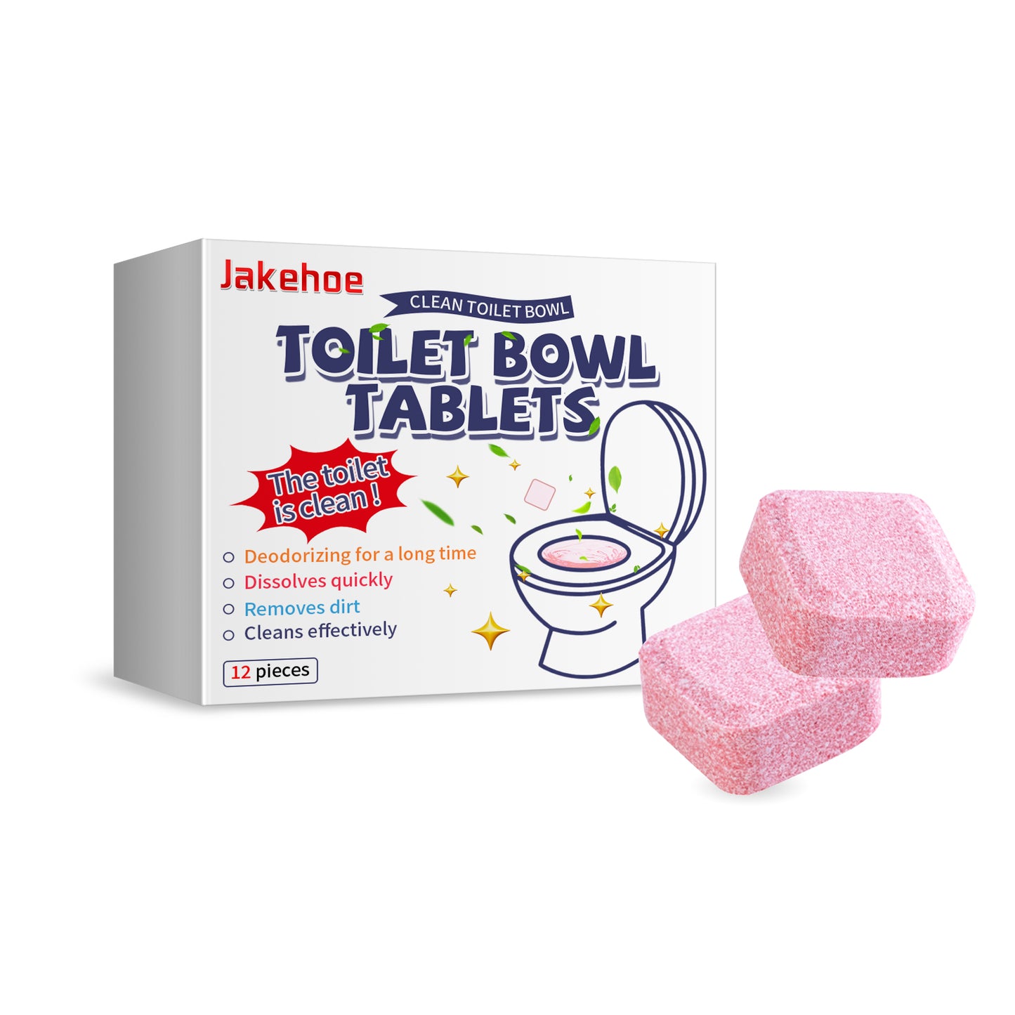 Toilet cleaner tablets for removing odors, stains, and dirt from toilets, including urine stains. These are designed for cleaning toilet bowls.