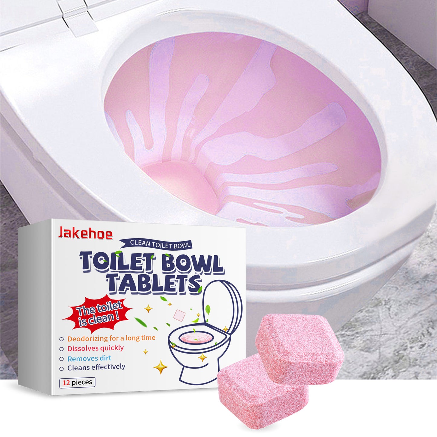 Toilet cleaner tablets for removing odors, stains, and dirt from toilets, including urine stains. These are designed for cleaning toilet bowls.