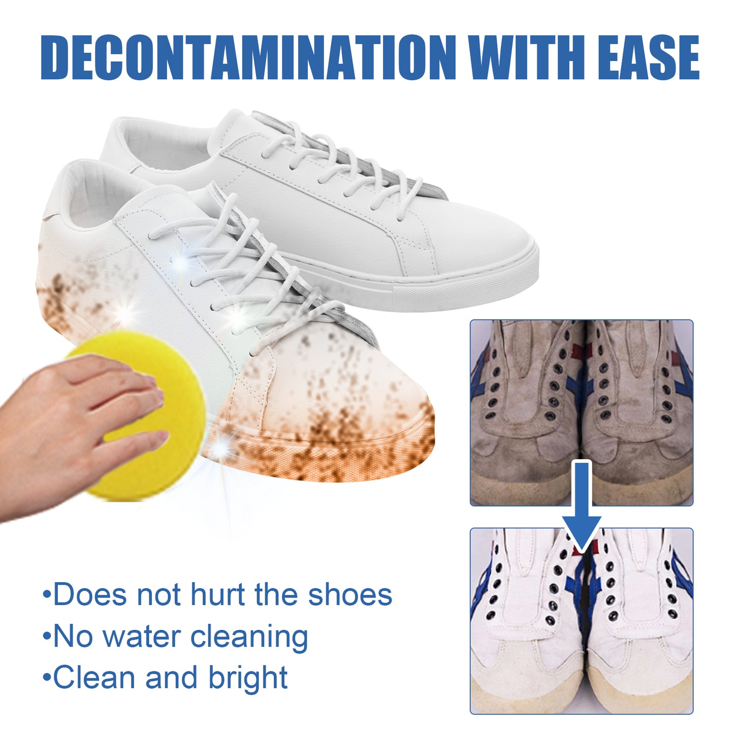 Use more stain remover for white sneakers and sofa leather. This multi-functional cleaner removes stains and yellow edges.