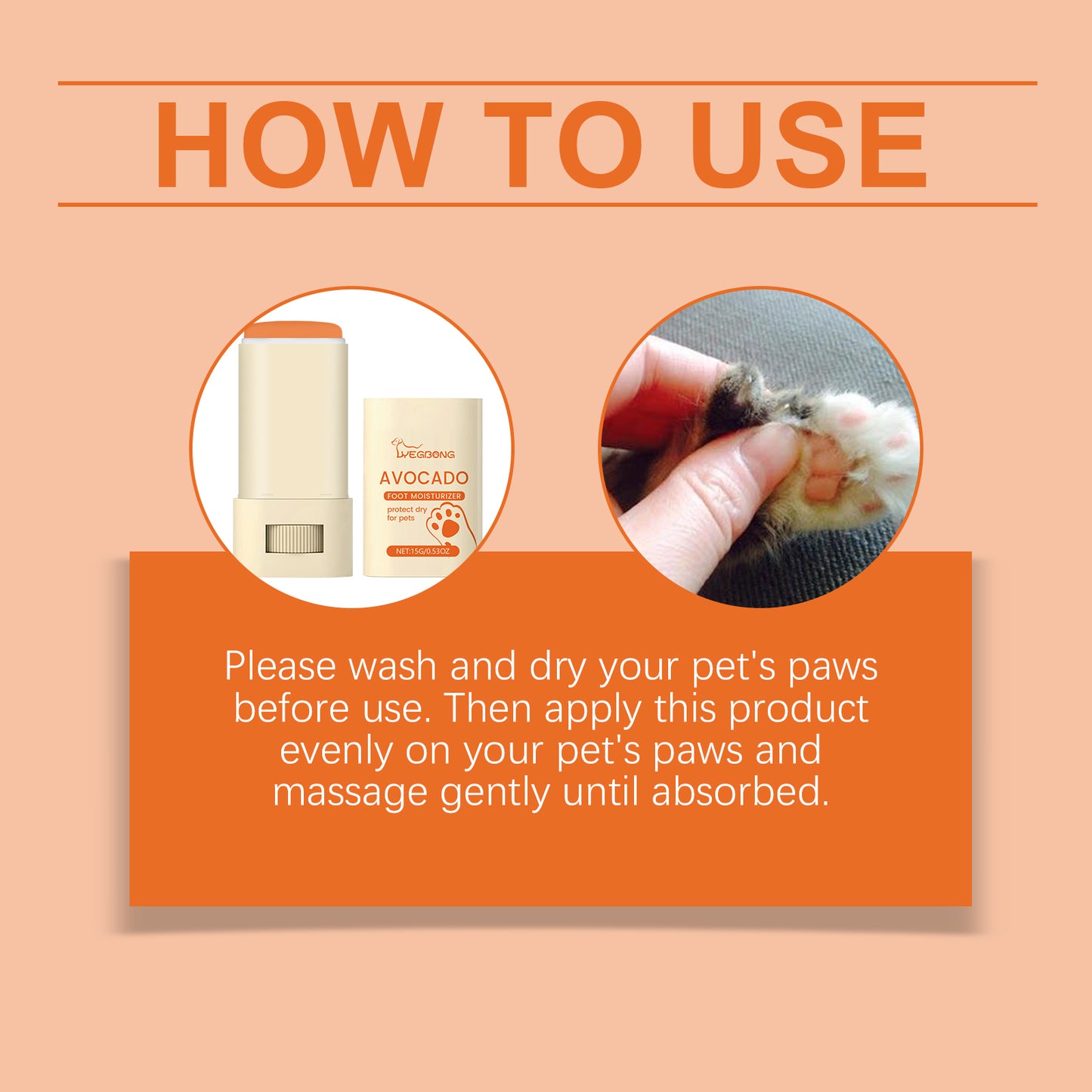 Pet moisturizing paw balm for grooming, preventing dryness and cracking, providing detailed care for paws.