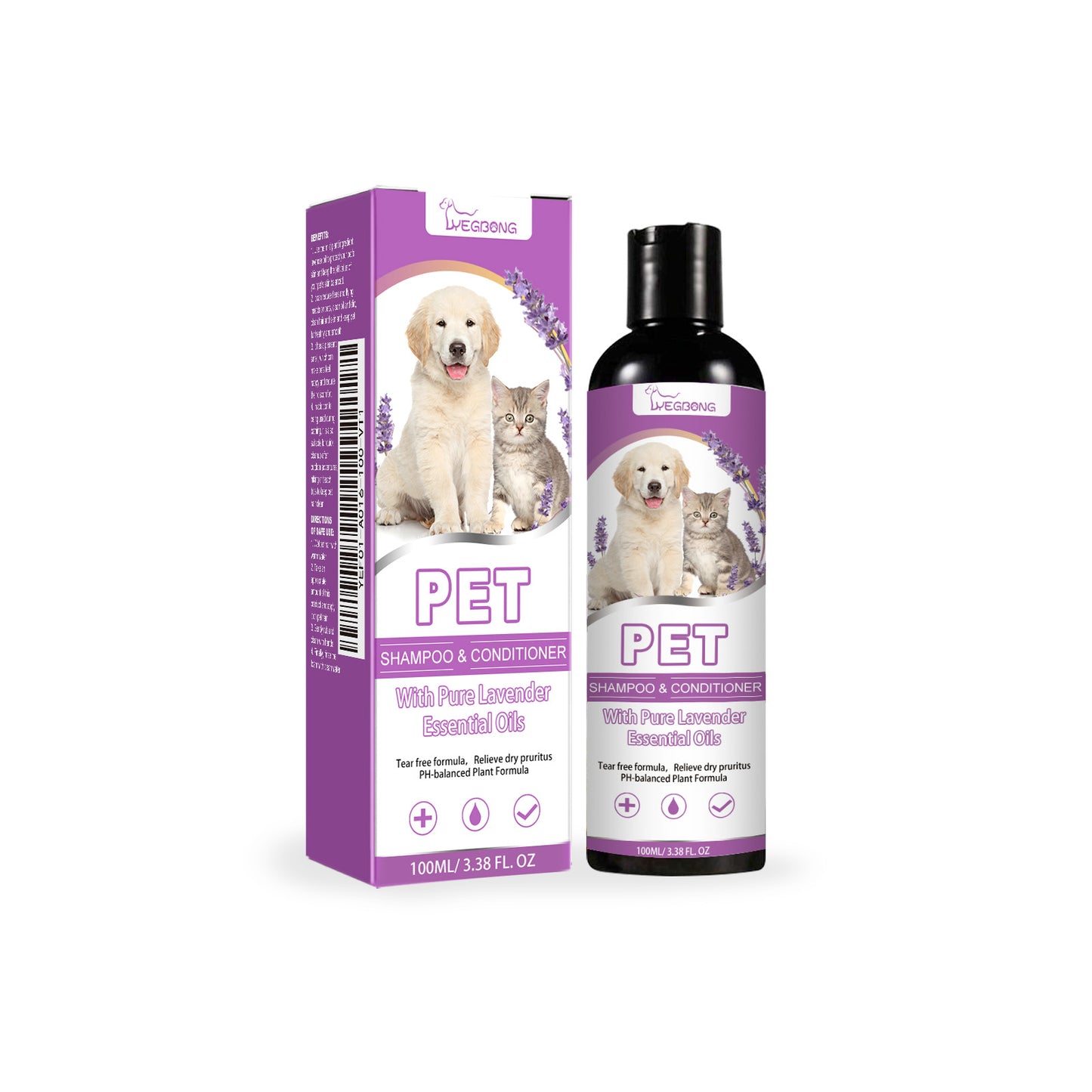 Pet shampoo that soothes skin itching, leaves fur soft and tangle-free