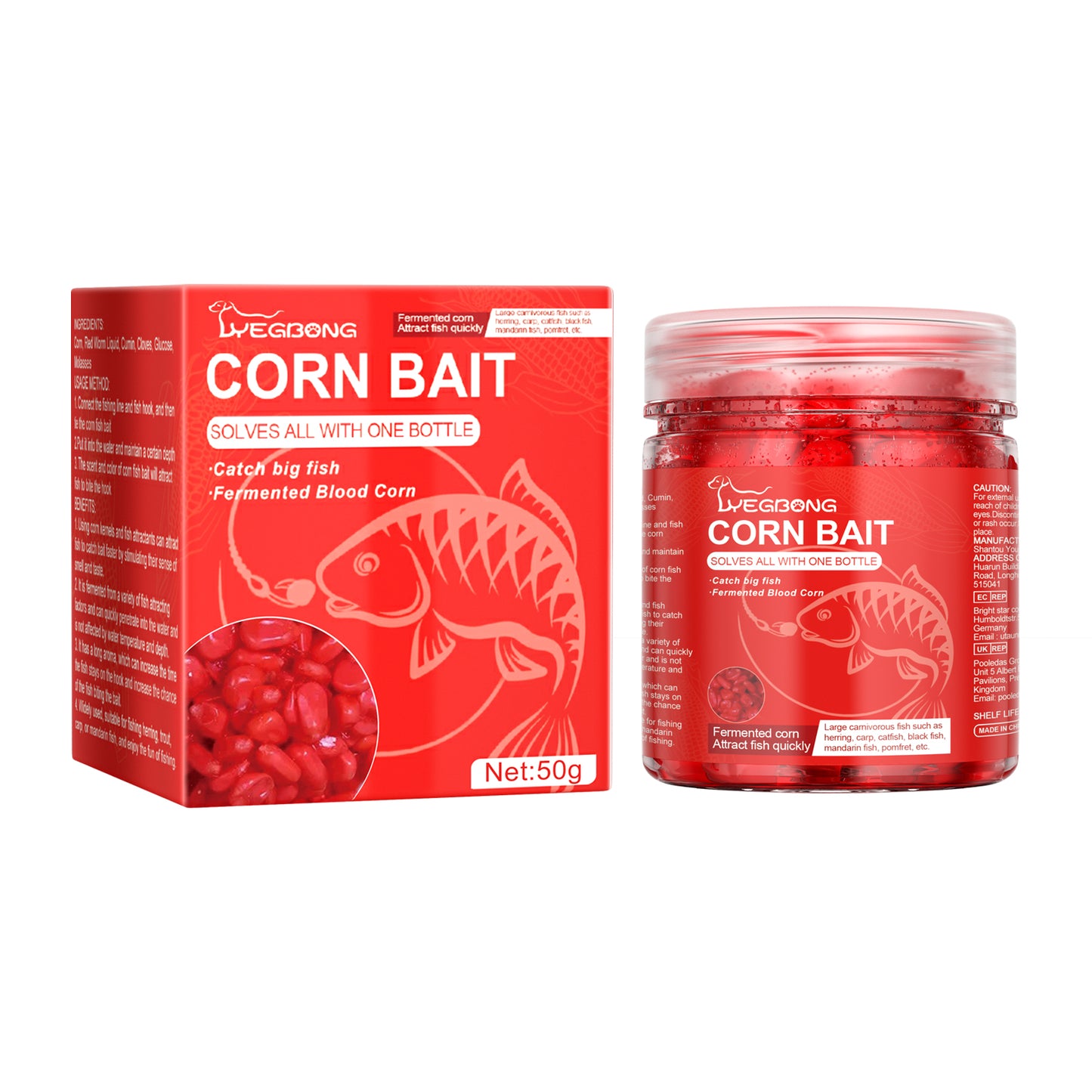 Corn-based fish bait, portable fishing attractant for reservoir fish