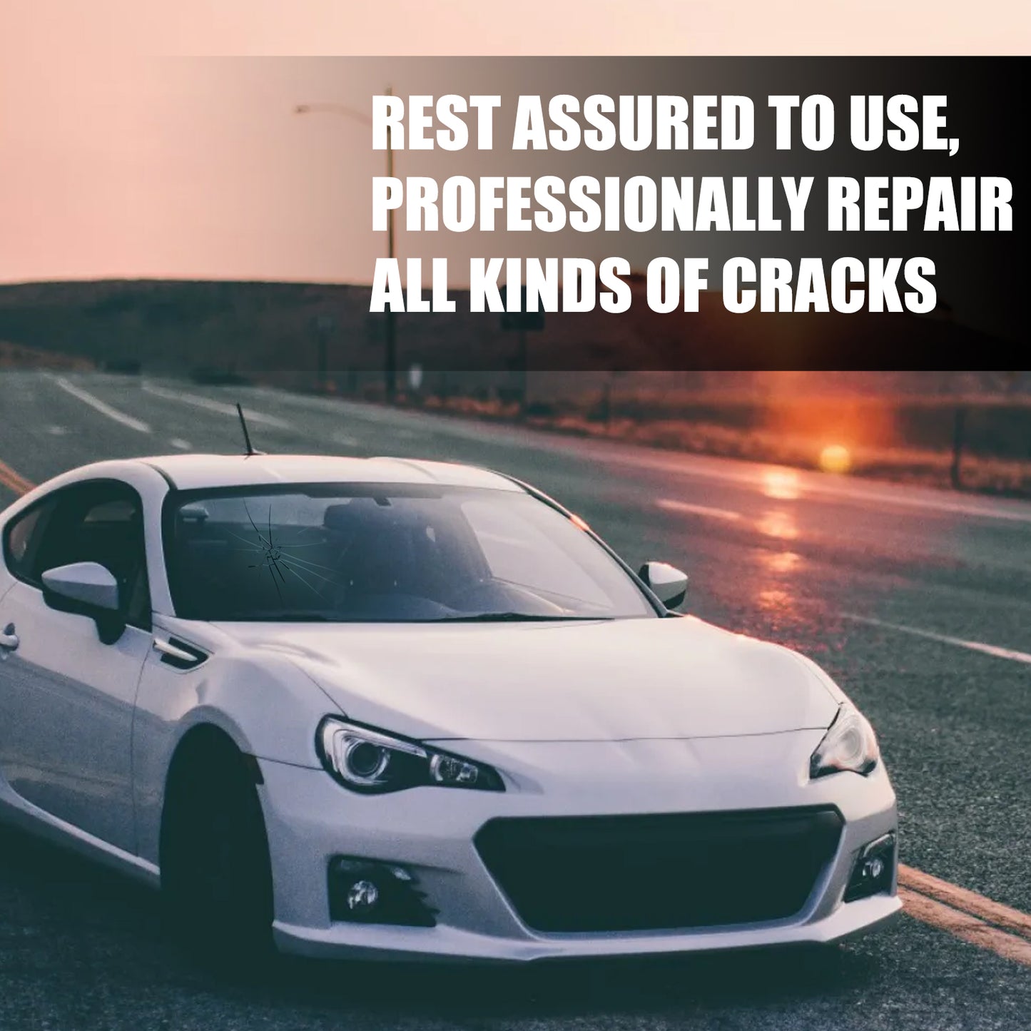 Automobile windshield crack repair liquid, windshield adhesive for crack repair