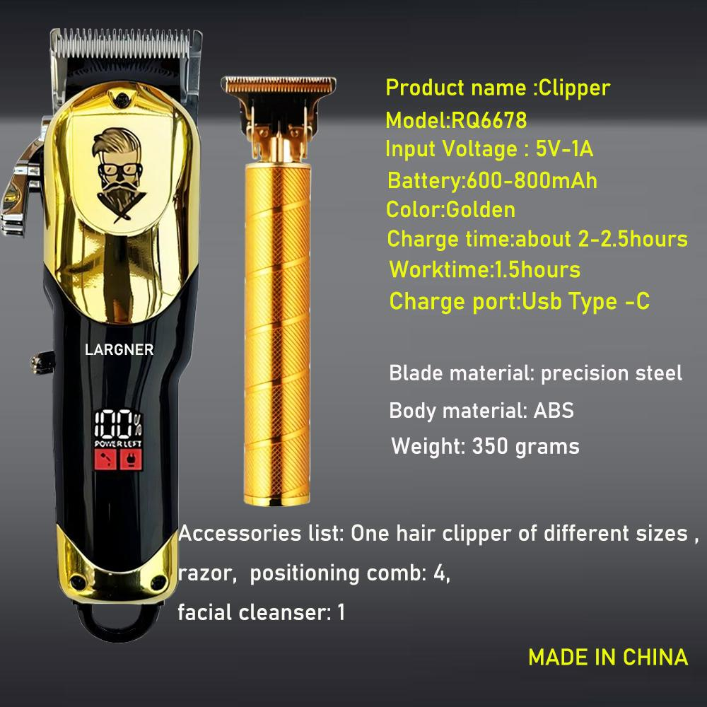 LARGNER Hair Clippers for Men Professional, Cordless Beard Trimmer