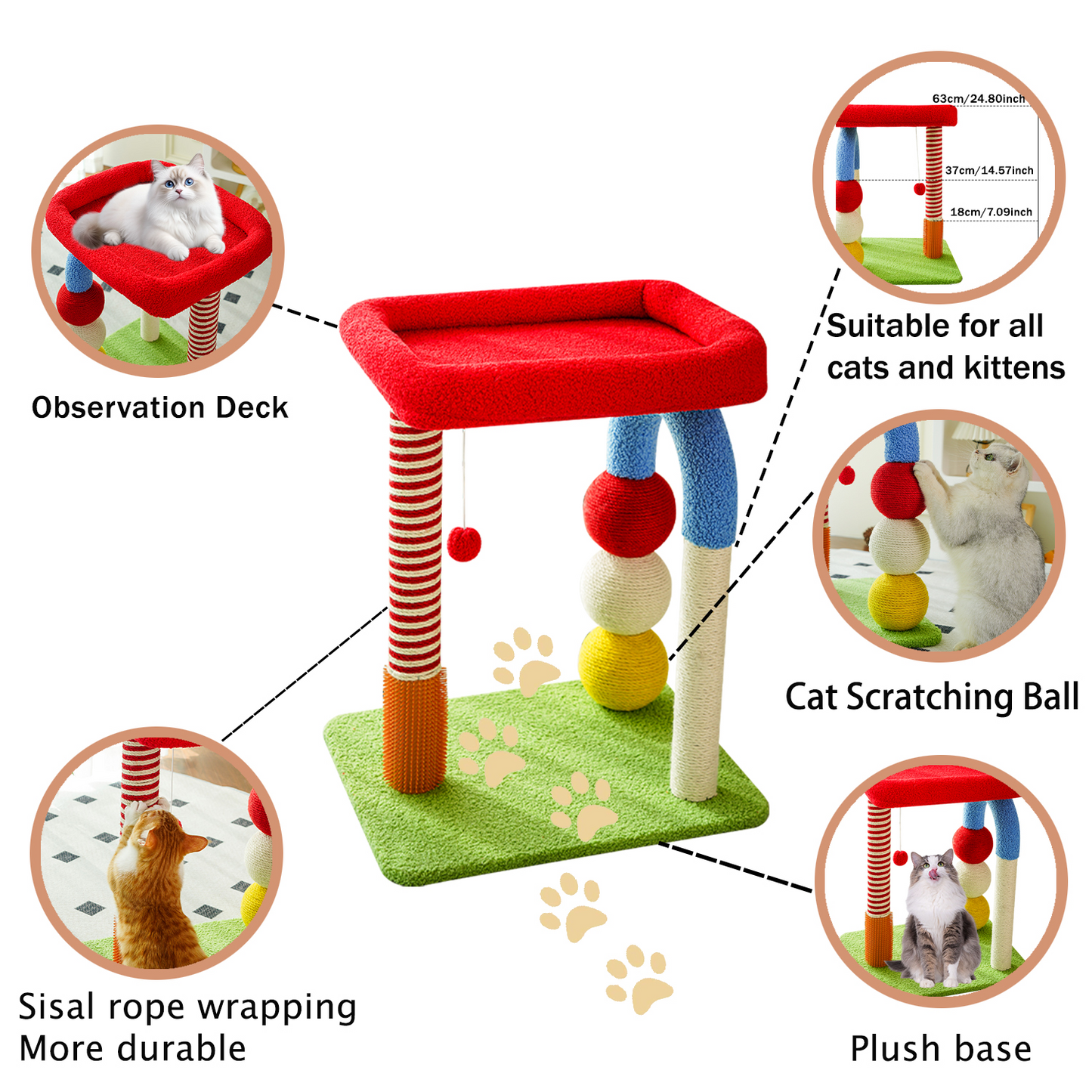 Cat Tree with Built-in Bed - Multi-Function Cat Furniture with Sisal Scratcher, Interactive Toys, and Cozy Resting Spots for Cats (Cat Tree)