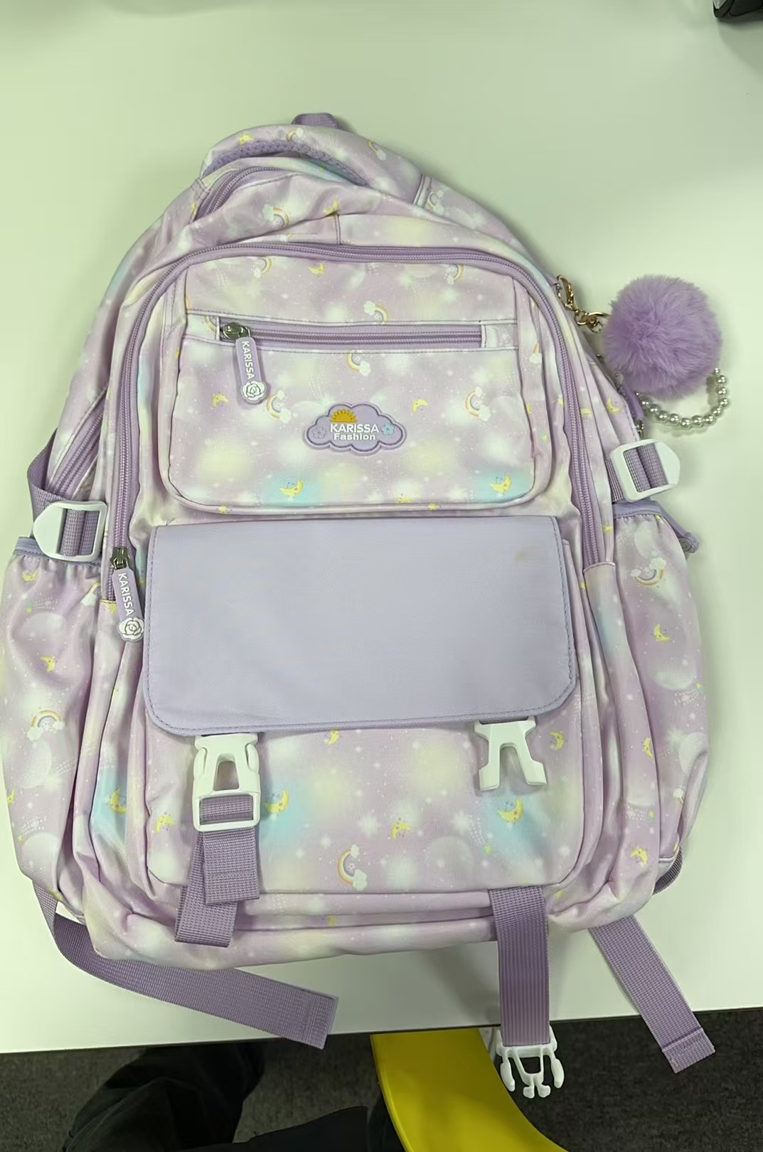 Women'S Two-piece Backpack Set With Simple Modern Design, Cute Pattern Design, Reflective Strips, Multi-pocket Design, Large Capacity, Adjustable Shoulder Straps, Suitable For Commuting And Going To School