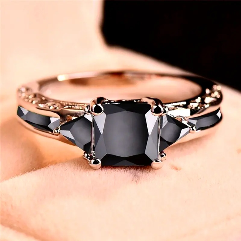 Sophisticated Eternity Ring with Black Zirconia Stones -Statement Jewelry for Women - Silver Plated, Elegant, Durable,Perfect for Weddings, Engagements, Parties, and Everyday Wear