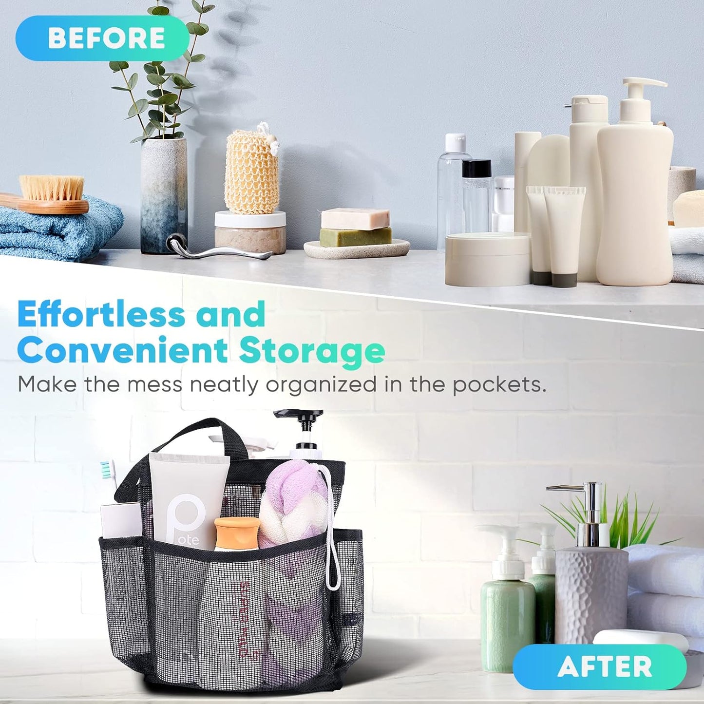 1 pcs bath storage bag, can be used in bathroom, outdoor, beach, gym, bearing 15kg, folding easy to clean