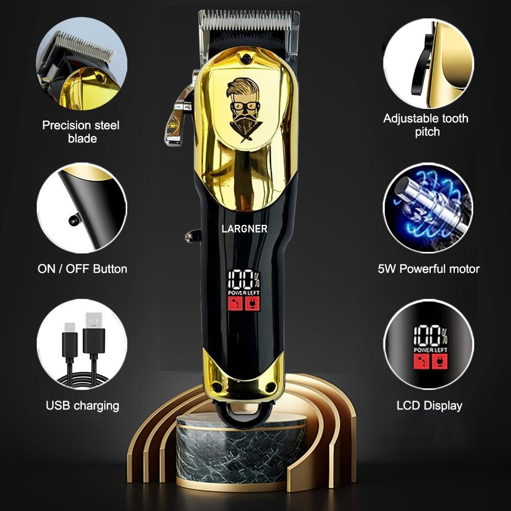 LARGNER Hair Clippers for Men Professional, Cordless Beard Trimmer