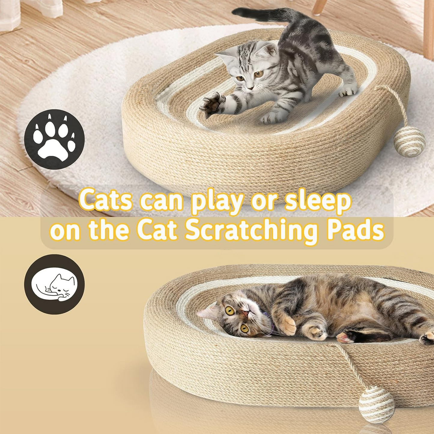 61cm extra large sisal cat scratching board, no chipping and scratching resistant hemp rope cat bed integrated cat claw plate basin large cat claw grinding sofa, sturdy, durable and wear-resistant cat furniture