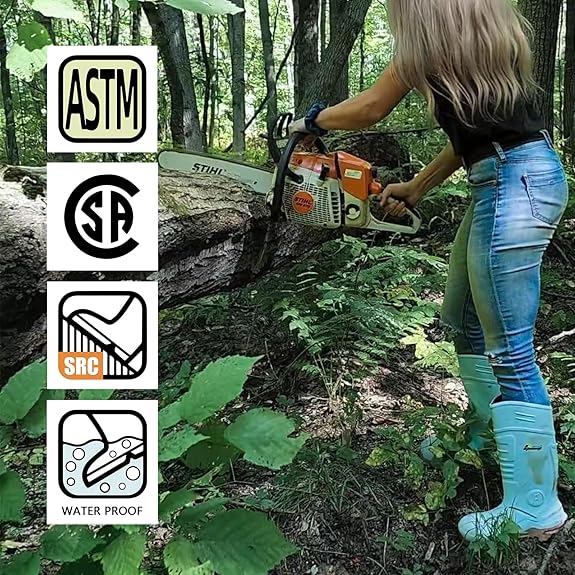 PU Rubber Boots For Women - ASTM Steel Toe & Puncture Resistant Safety Boots, Waterproof Insulated Mud Rain Boots, Anti-slip Garden Farm Work Boots With 2 Insoles