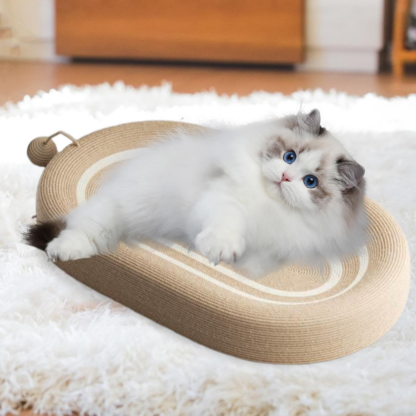 61cm extra large sisal cat scratching board, no chipping and scratching resistant hemp rope cat bed integrated cat claw plate basin large cat claw grinding sofa, sturdy, durable and wear-resistant cat furniture