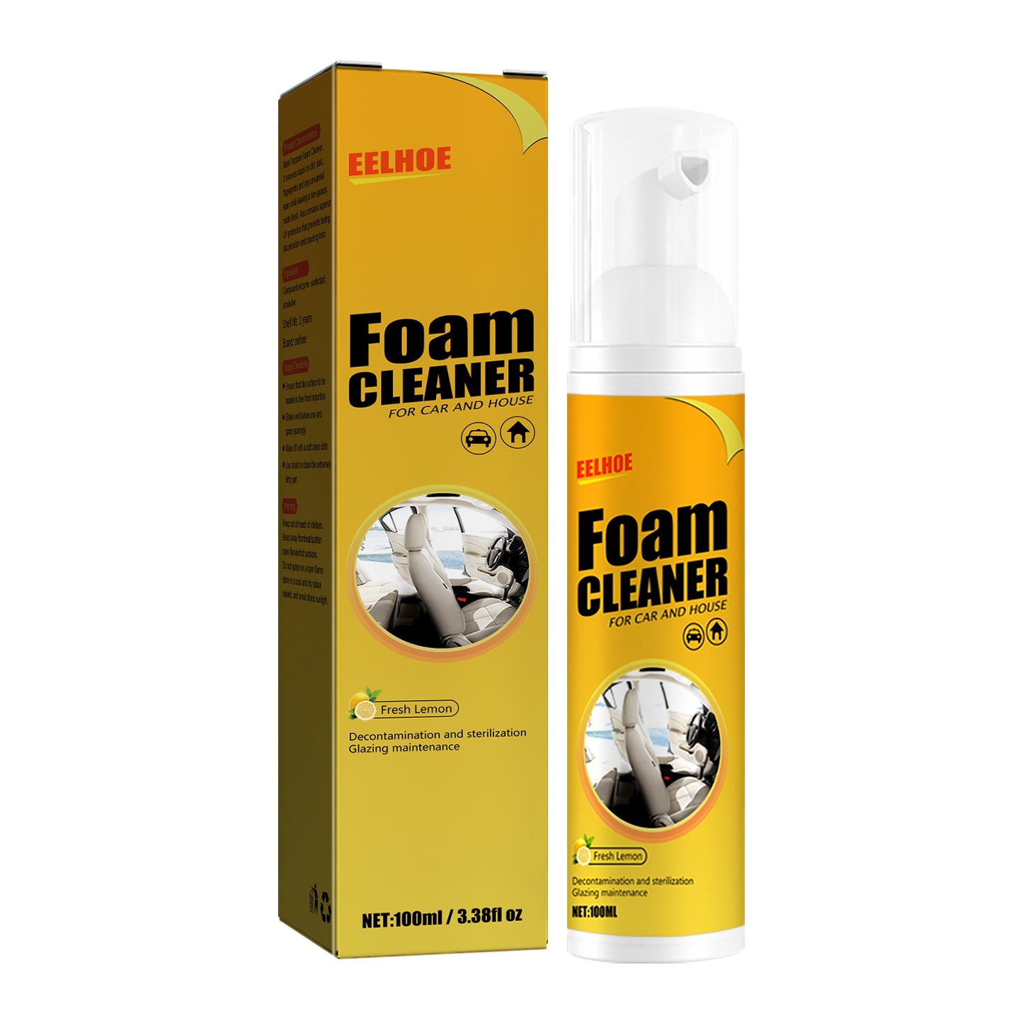 Homonth Car steering wheel foam cleaner, multifunctional interior cleaner for leather seats and stain removal