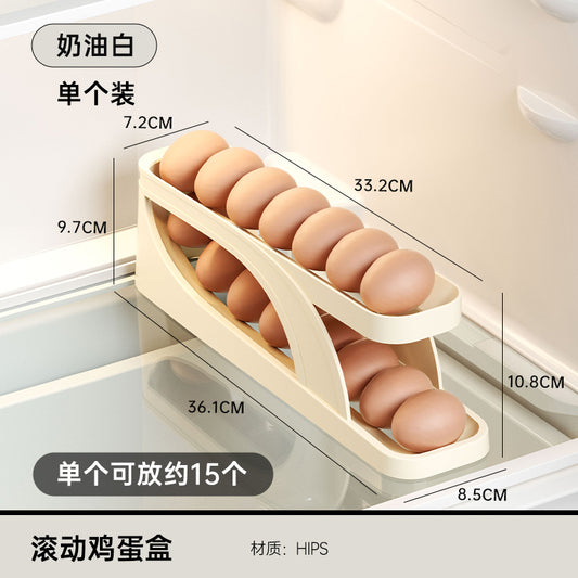 Large-capacity double-layer sliding egg tray designed for refrigerator side doors