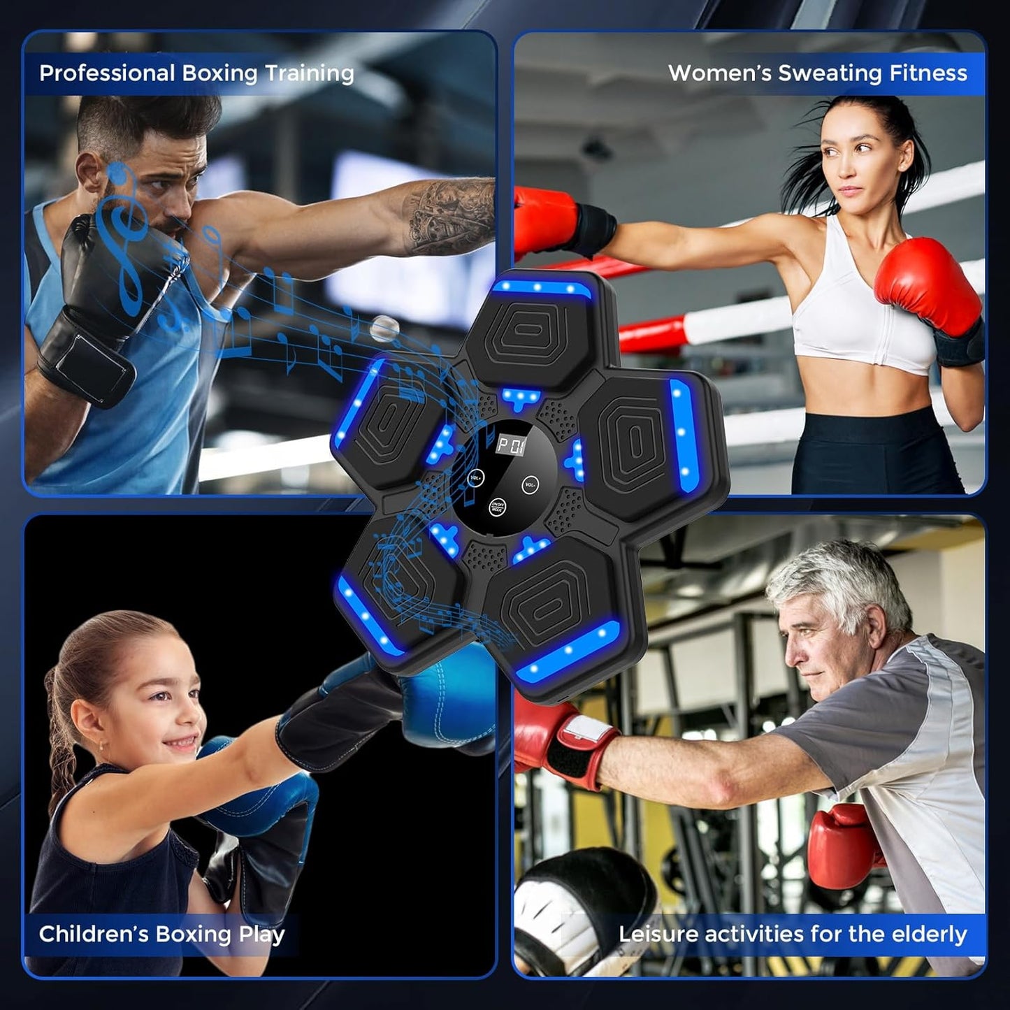 2024 Smart Bluetooth Music Boxing Machine with Gloves – Wall-Mounted LED Punching Target for Home Workouts