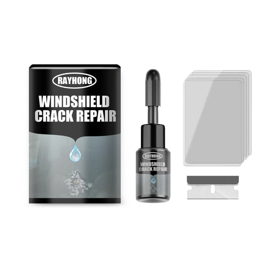 Automobile windshield crack repair liquid, windshield adhesive for crack repair