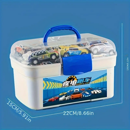 50 p cs Rebound Function Toy Car Set with Storage Box And Fold Able Map -Suitable for Children Aged 3-6 Years Old