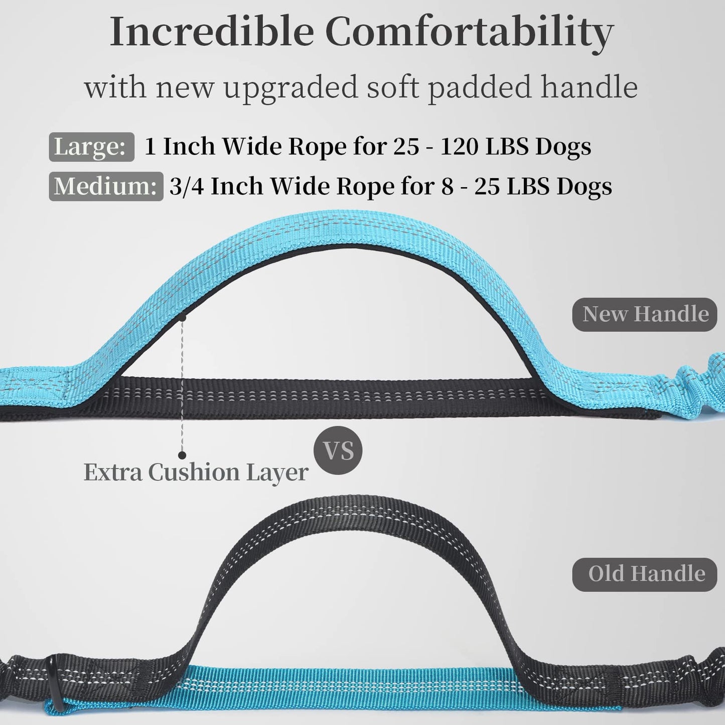 Hands Free Dog Leash with Zipper Pouch, Dual Padded Handles and Durable Bungee for Walking, Jogging and Running Your Dog (Large, 25-120 lbs)