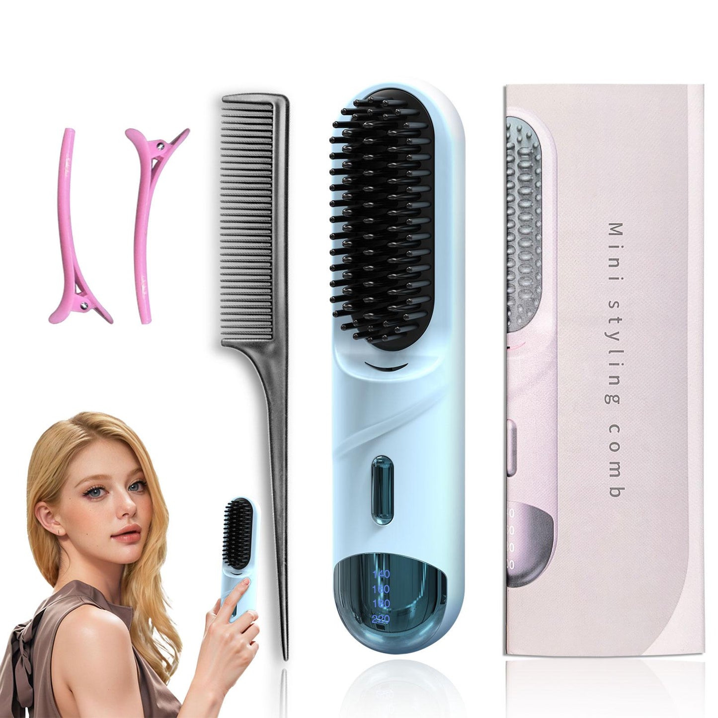 Mate-M1 Wireless Rechargeable Ionic Hair Straightening Comb with Ceramic