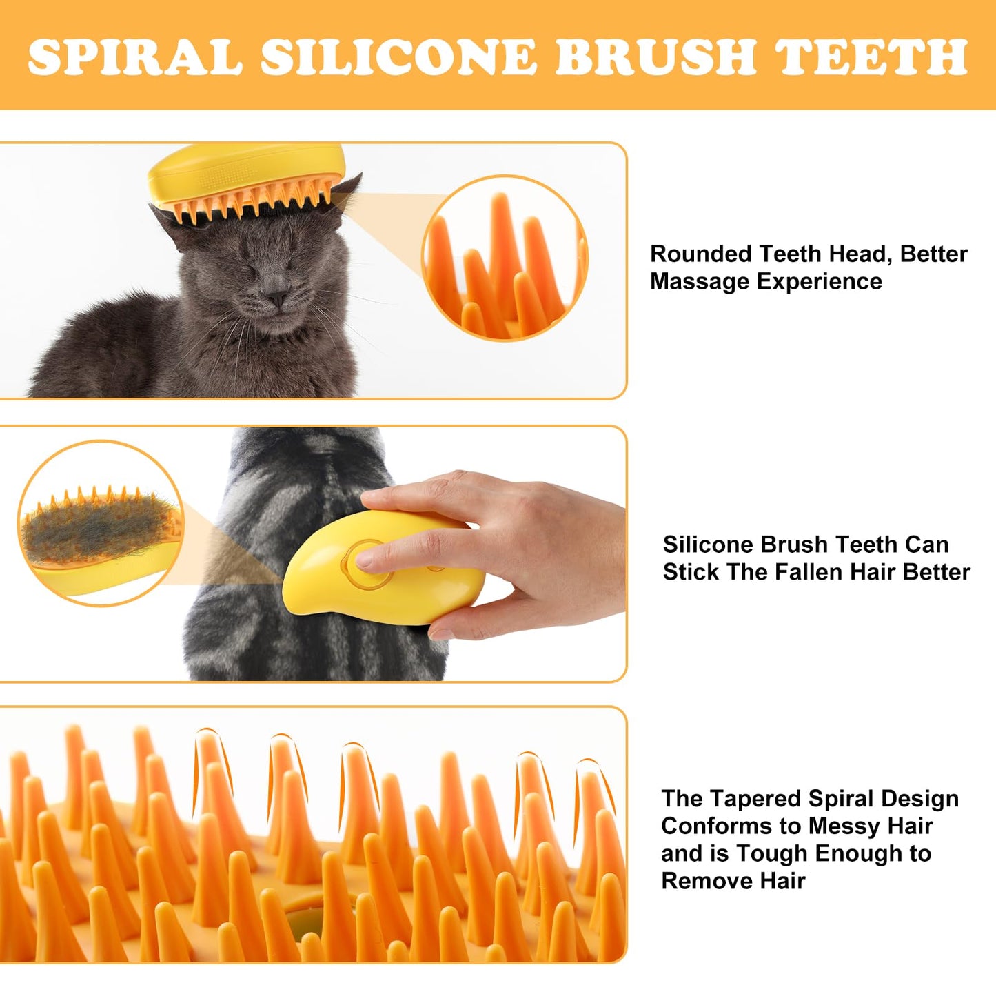 Steam Brush for Cats Shedding, Water Brush for Dogs, Spritz Defur Comb, Pet Grooming Brush with Spray, Hair Removal Comb, 3 in 1 Steamy Pet Brush, Cepillo Vapor Gato Perro, Steaming Mist Brush Steamer