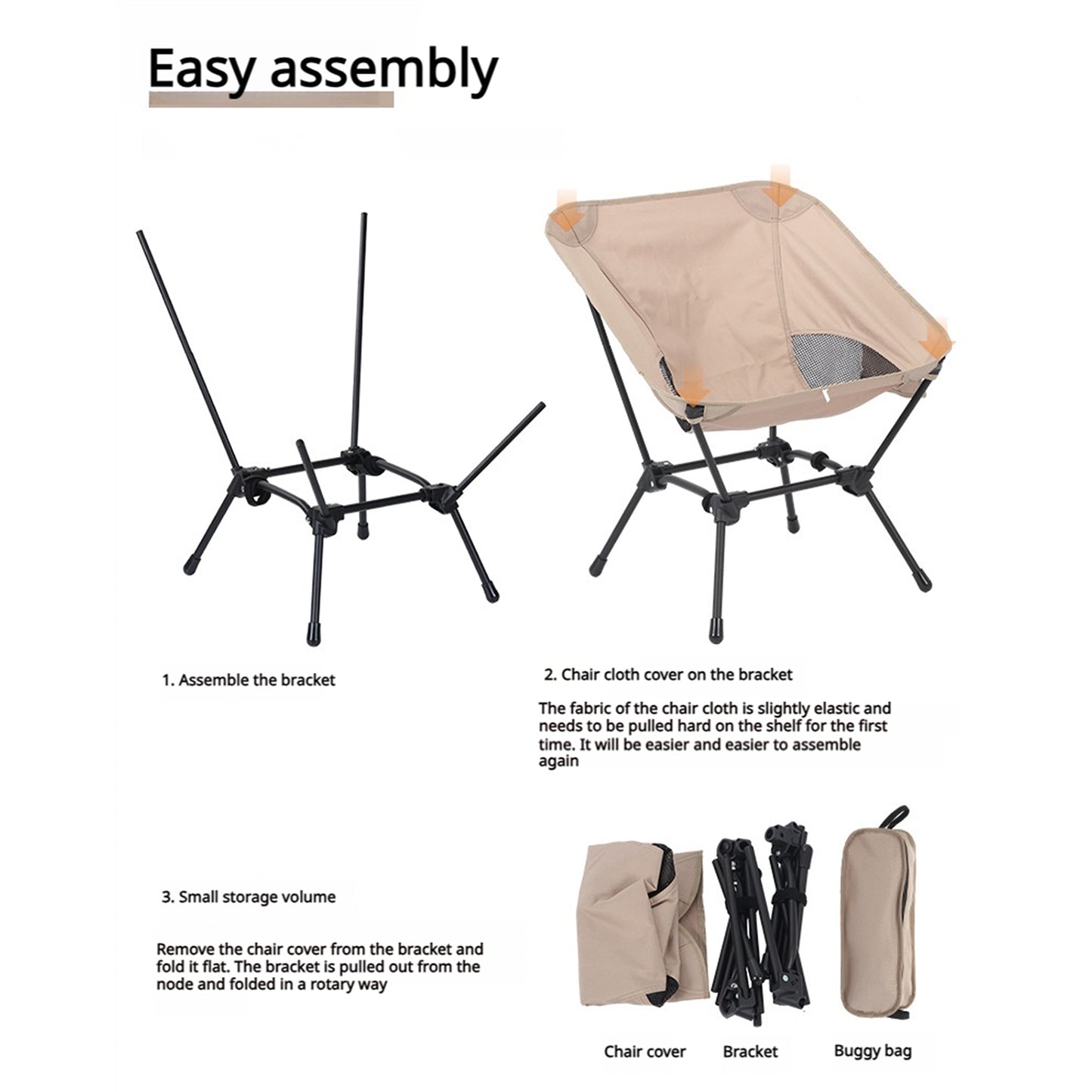 MCSA006-Portable Folding Camping Chair – 2-Way Compact Backpacking &amp; Beach Chair with Side Pocket,"Hiking, mountain climbing, compact and lightweight folding beach chairs."