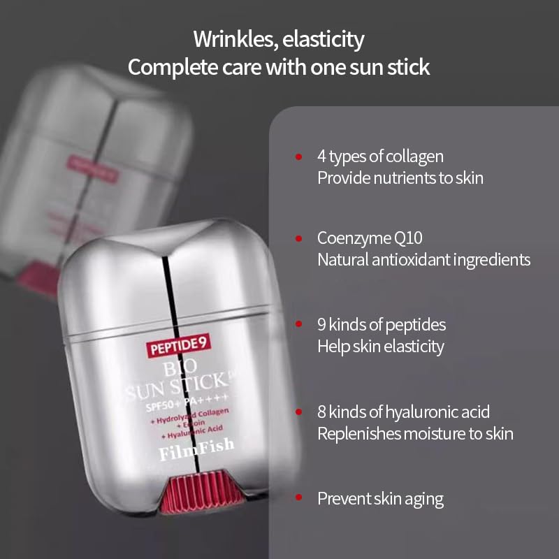 FilmFish Peptide 9 Bio Sun Stick PRO SPF50|+  Advanced UV Protection Peptide Sunscreen Stick Pro Refreshing Non Greasy